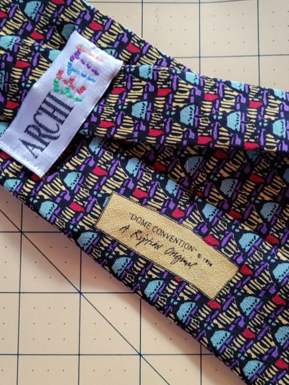 Vintage Archifetti Necktie "Dome Convention" 1994  A Riptide Original